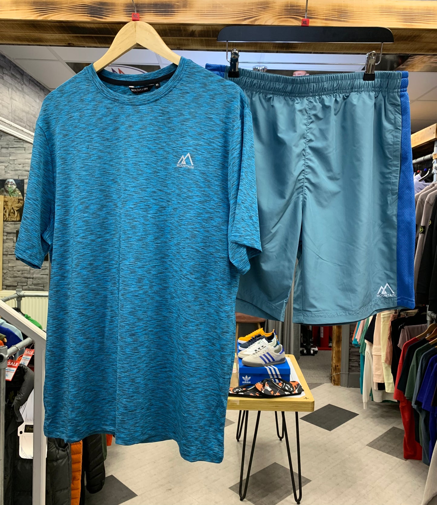 Mountain Mens 2PC Shorts and T Shirt Gym Set